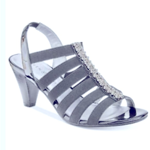 London Fog Size 10 Nadeen NAVY Strappy Dress Slingback Shoes/Sandals Glitzy NWOT - Picture 4 of 11